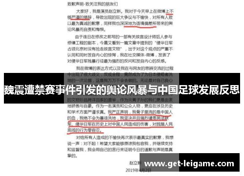魏震遭禁赛事件引发的舆论风暴与中国足球发展反思